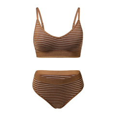 Striped Seamless High Waist Underwear Set