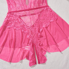 Women Floral Lace Halter Babydoll