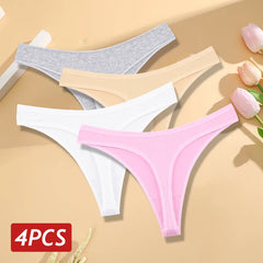 4-Piece Women's Low-Rise Thong Underwear Set