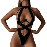 Women Bandage Halter Hollow Bodysuit