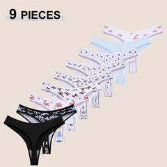 Seamless Cotton Thong Panty 9-Piece Set