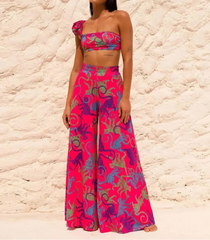 3-Piece Bikini Set with Cover-Up Pants – Bandage Knot Swimwear for Women