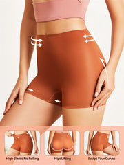 Women’s High Waist Ice Silk Safety Shorts – Anti-Chafing Slip Pants