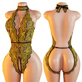 Women Floral Lace Halter Teddy