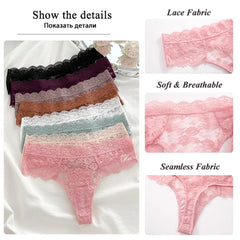 Lace fabric panties displayed with color options and close-up details on a white background.