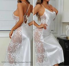 Lace Hollow Satin Mini Nightdress