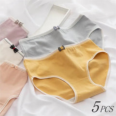 Sweet Bow Solid Cotton Briefs 5pcs