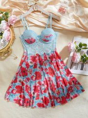 Floral Satin Babydoll Nightdress