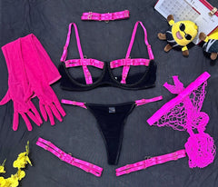 Vibrant Mesh Contrast Lingerie Suit