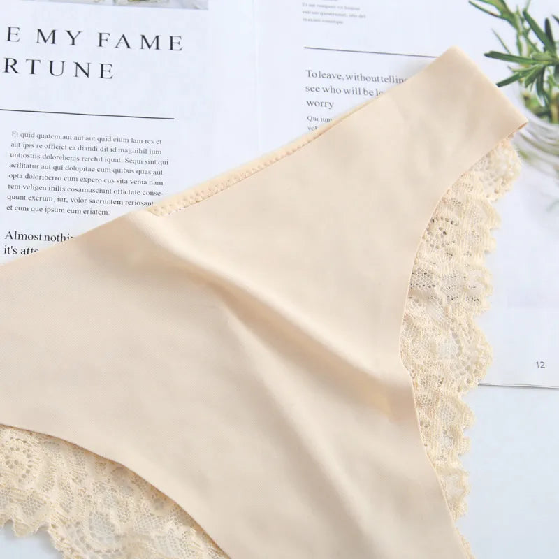 Beige lace-trimmed fabric on a magazine page
