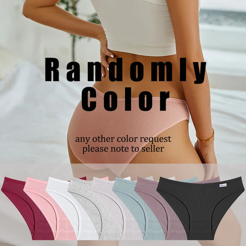 Collection of women's underwear in various colors with text overlay on a neutral background.