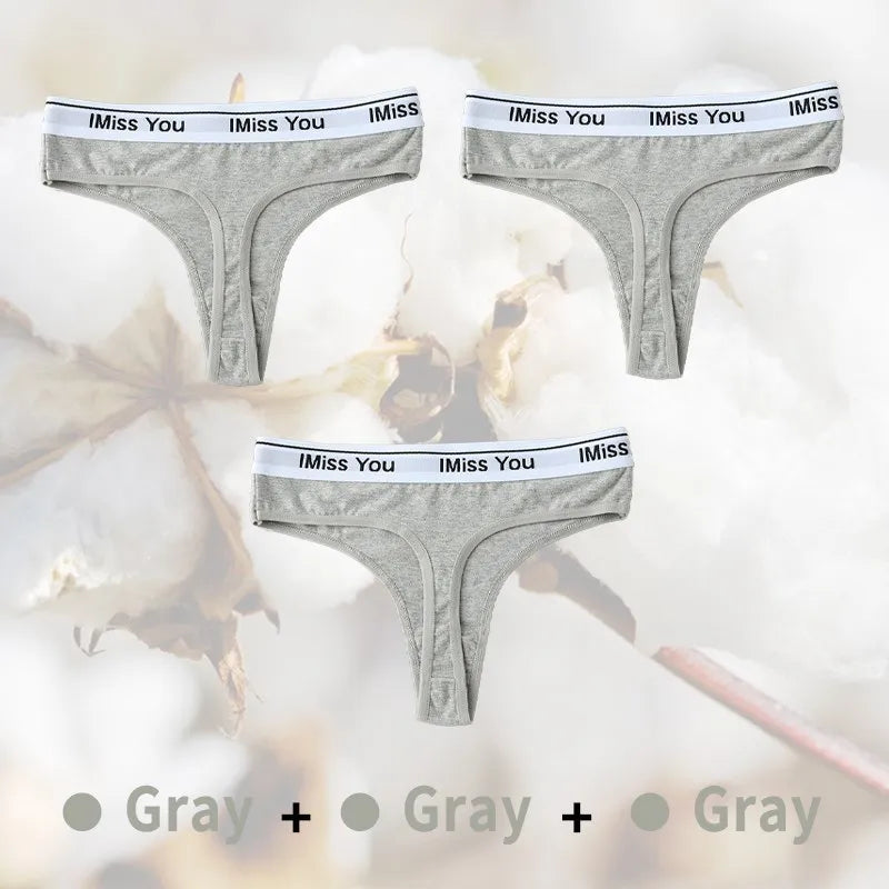 Gray men's underwear with 'I Miss You' waistband on a white background