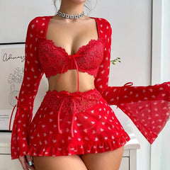 3 Piece Sexy Transparent Lingerie Set