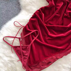 Seductive V-Neck Nightwear Set - Erotic Lingerie for Women