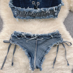 Trendy Denim-Style Women’s Underwear – Fashionable Low-Waist Jeans Panties