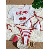 Cherry Print 3-Piece Bikini Set