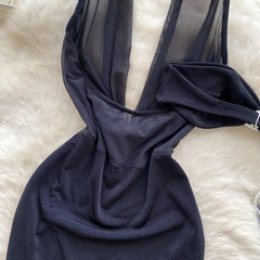 Chic Backless Sheer Halter Dress