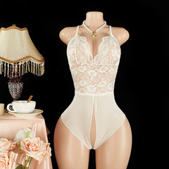 Women Lace Mesh Thong Bodysuit