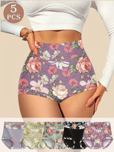 Floral Print High-Waist Full Coverage Briefs 5-Pack