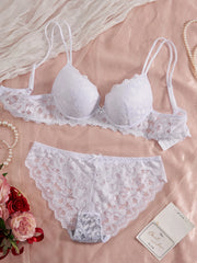 Floral Lace 6-Piece Push-Up Lingerie Set