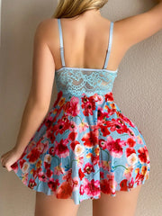 Floral Satin Babydoll Nightdress