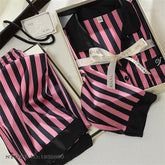 Striped Satin Long Sleeve Pajamas