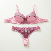 Pink Floral Padded Balconette Lingerie Set