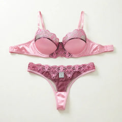 Pink Floral Padded Balconette Lingerie Set