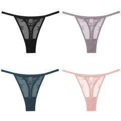 Women's Butterfly Mesh 4-Pack Thong Underwear