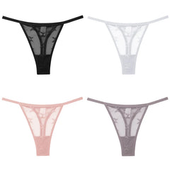 Women's Butterfly Mesh 4-Pack Thong Underwear