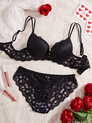 Floral Lace 6-Piece Push-Up Lingerie Set