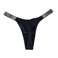 Rhinestone Low-Rise Fitness Thong