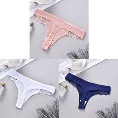 3-Piece Women's Cotton Lace G-String Panties