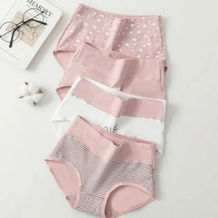 Plus Size Love High Waist Briefs 4pcs