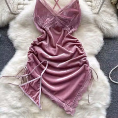 Seductive V-Neck Nightwear Set - Erotic Lingerie for Women