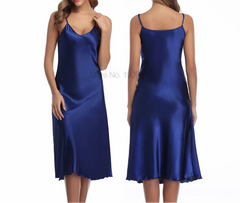 Satin Ruffled Spaghetti Strap Nightdress