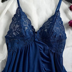 Blue lace nightgown on a white background