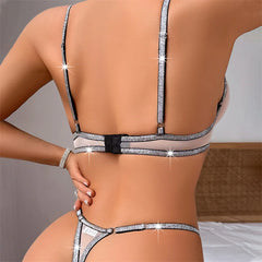 Silver Tassel Mesh Lingerie Set – Star Embellished Bra & Panty