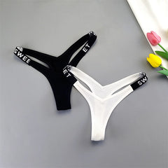 Ribbed Cotton V-Shape Letter Thong 2-Pack