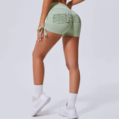 High-Waist Push-Up Workout Shorts with Pocket – Women's Gym & Yoga Leggings