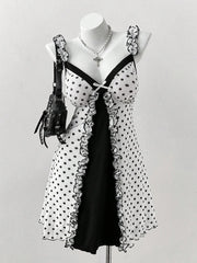Women's Gingham V-Neck A-Line Knee-Length Dress