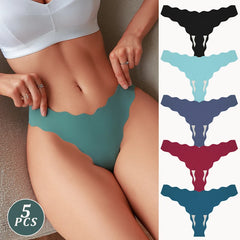 Person wearing teal underwear with color swatches on a neutral background