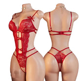 Women Floral Lace Strappy Teddy