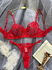 Sexy Lingerie Floral Embroidery Bra and Panties Sets Hot Erotic Ensemble Lingeries Femmes Exotic Sets Fantasy Intimate Underwear
