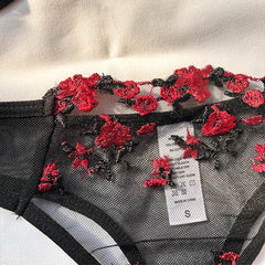 Women Floral Embroidery Bra Set