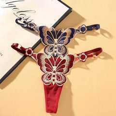 Butterfly Embroidery O-Ring Low-Rise Thong