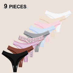 Seamless Cotton Thong Panty 9-Piece Set