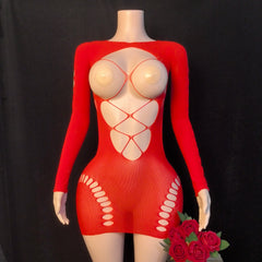 Women Hollow Cut-Out Long Sleeve Bodycon Dress