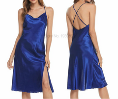 Satin Ruffled Spaghetti Strap Nightdress