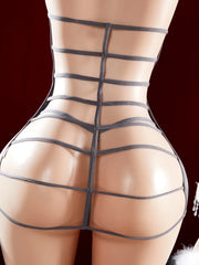 Ultra Sexy Short Crotchless Erotic Dress Backless Transparent Female Babydolls Porn Night Sex Doll Underwear 2-piece Set